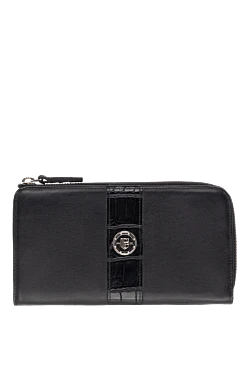 Men's clutch bag made of genuine crocodile leather black