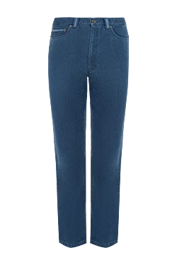 Классические темно-синие джинсы прямого кроя с контрастной прострочкой