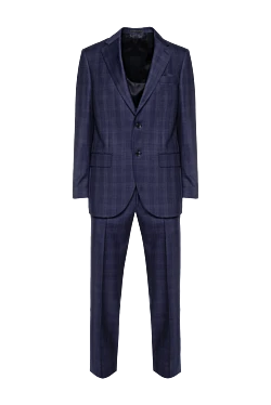 Костюм шерстяной синий клетчатый мужской