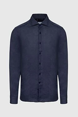 Men's blue linen shirt