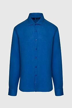 Men's blue linen shirt