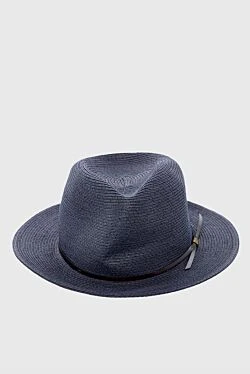 Straw and polyester hat blue for men