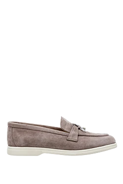 Gray suede loafers for women