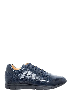 Blue crocodile leather sneakers for men