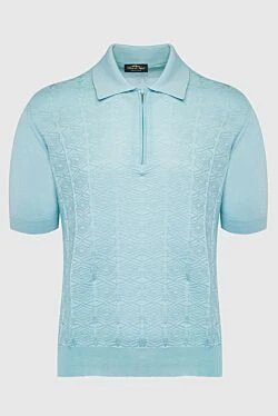 Blue silk polo for men