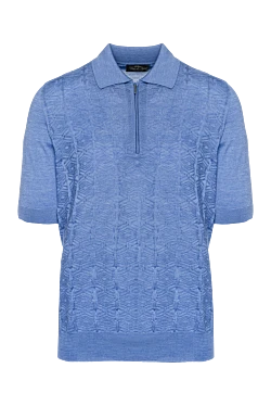 Blue silk polo for men