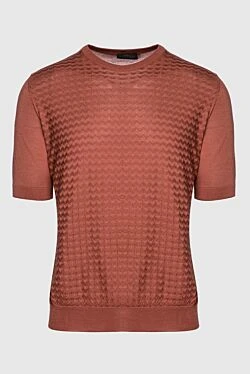 Short sleeve jumper in silk orange for men