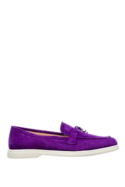 Purple suede loafers for women