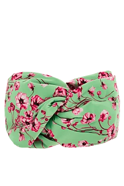 Green silk headband for women