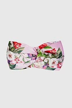 Pink silk headband for women