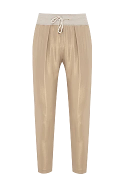 Beige viscose pants for women