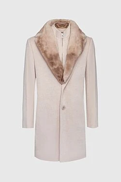 Beige cashmere and mink coat for men