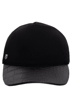 Black crocodile and cashmere cap for men