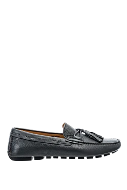 Men's moccasins made of leather, gray