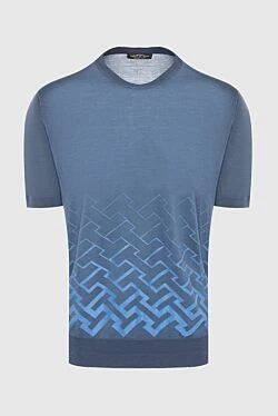 Blue short sleeve silk jumper for men