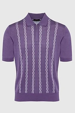 Silk polo purple for men