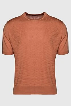 Short sleeve jumper in silk orange for men