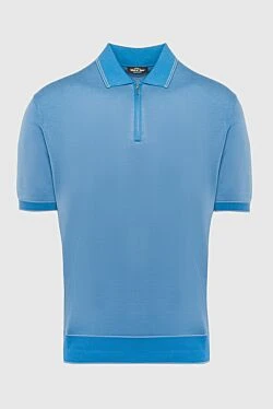 Blue silk polo for men