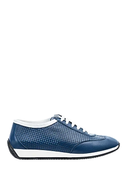 Blue leather sneakers for men