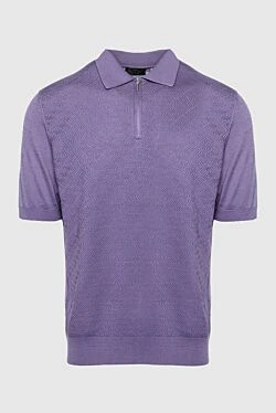 Silk polo purple for men