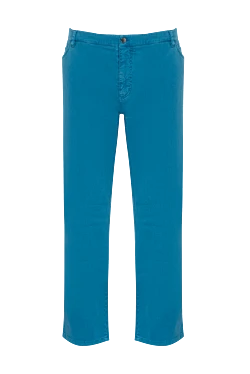 Men's blue linen and cotton trousers