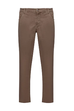 Men's brown cotton and elastane trousers