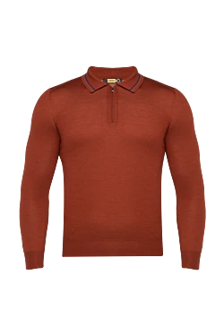 Long sleeve polo in silk and cashmere burgundy for men