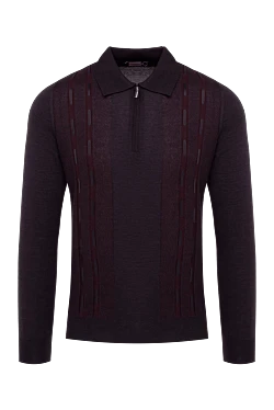 Long sleeve polo in silk and cashmere burgundy for men