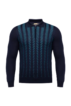 Long Sleeve Polo in Silk and Cashmere blue for men