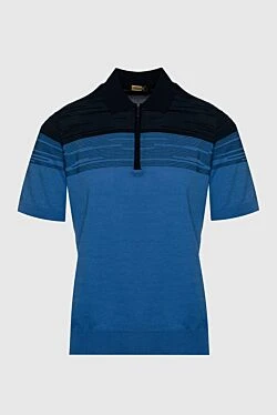 Cotton and silk polo blue for men