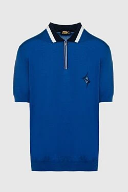 Cotton and silk polo blue for men