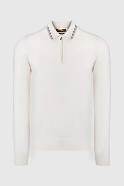 Long Sleeve Polo in Silk and Cashmere white for men