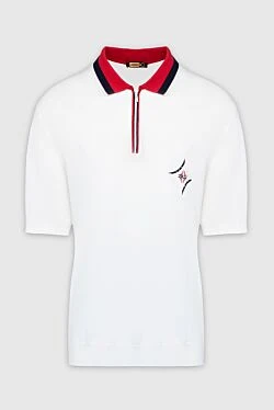 Cotton and silk polo white for men