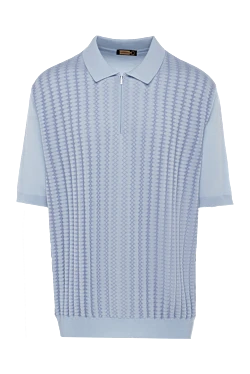 Cotton and silk polo blue for men