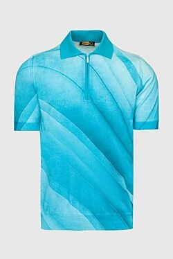 Blue cotton polo for men