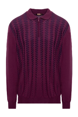 Long sleeve polo in silk and cashmere burgundy for men