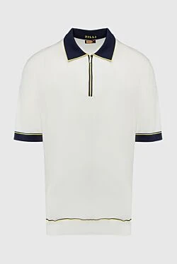 White silk and viscose polo for men