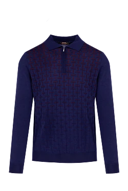 Long Sleeve Polo in Silk and Cashmere blue for men