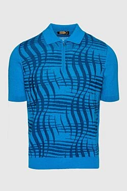 Cotton and silk polo blue for men