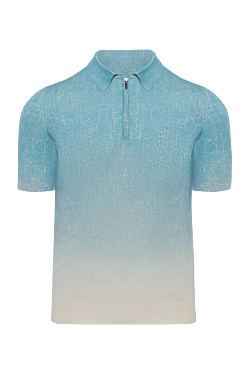 Blue silk and viscose polo for men