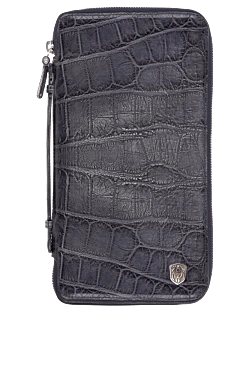 Men's blue alligator leather clutch