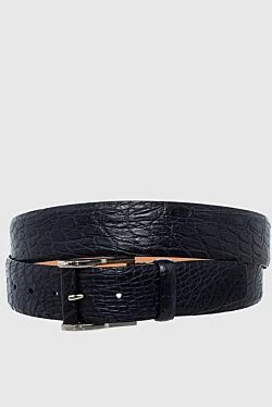 Crocodile leather belt blue for men