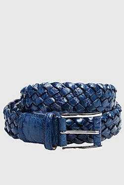 Crocodile leather belt blue for men