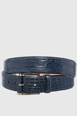 Crocodile leather belt blue for men