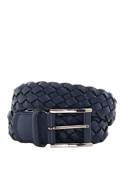 Leather belt blue for men