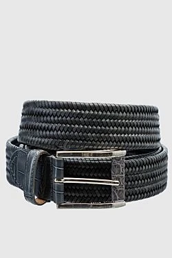 Green leather belt for men