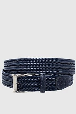 Leather belt blue for men