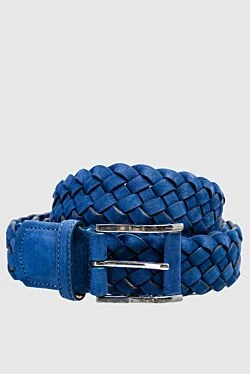 Blue leather belt for men