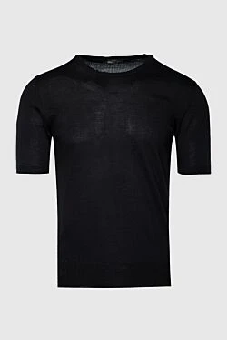 Short sleeve jumper in silk and cotton black for men