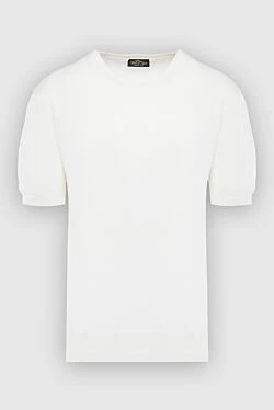 Short sleeve jumper in silk and cotton white for men